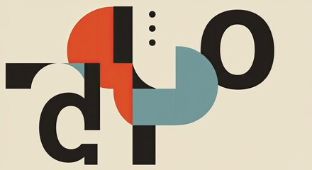 Poster - Abstract Geometric Typography: A striking visual composition, the artwork utilizes bold, geometric shapes and stylized typography, featuring a captivating interplay of colors and forms.