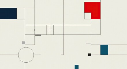 Poster - Abstract Geometric Composition: A modern art piece featuring bold geometric shapes, clean lines, and a minimalist aesthetic, creating a dynamic visual experience.