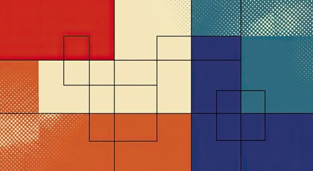 Poster - Geometric Abstraction: A vivid geometric composition features a captivating blend of vibrant color blocks, creating a sense of modernity and dynamic visual interest.