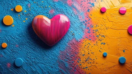 Poster - Heart design set against a colorful background creating a playful and joyful atmosphere of love