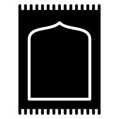 Poster - Simple Black and White Graphic of a Muslim Prayer Rug