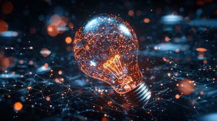 Poster - A network of constellations forming the outline of a glowing light bulb, representing cosmic innovation