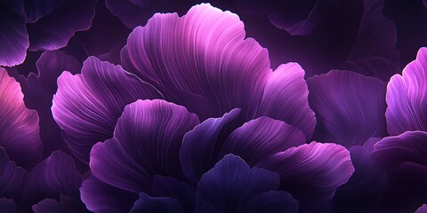 Aufkleber - Abstract Floral Design with Elegant Purple Petals and Dynamic Lighting
