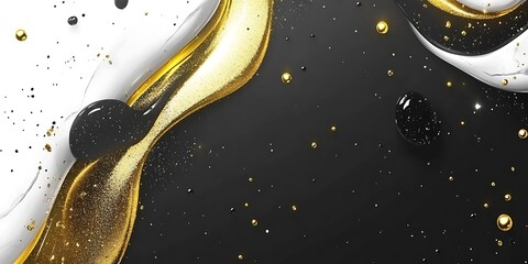 Aufkleber - Abstract Gold and Black Swirls with Glittering Accents for Sophisticated Designs