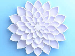 Aufkleber - Delicate layered paper flower in pastel blue background, floral design