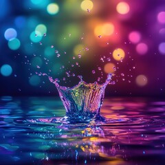 Poster - Captivating water splash captured in mid-air creating a dynamic and energetic visual effect