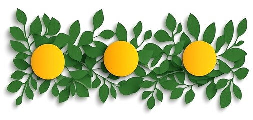 Poster - Elegant Leafy Banner with Golden Orbs for Natural and Organic Designs