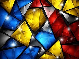 Aufkleber - Geometric Mosaic of Vivid Triangle Fragments with Glimmering Accents