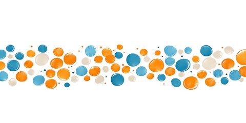Aufkleber - Playful bubble background with blue, orange, and creamy white spheres