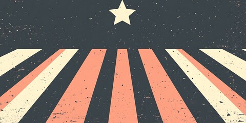 Poster - Retro themed patriotic illustration with star and stripes pattern design