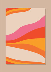 Poster - Abstract curved line background with classic color. Retro abstract decoration.