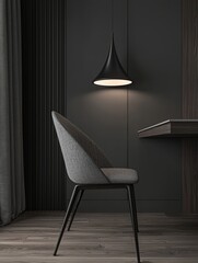 Poster - Simple yet elegant combination of a chair and table set in a minimalist interior environment