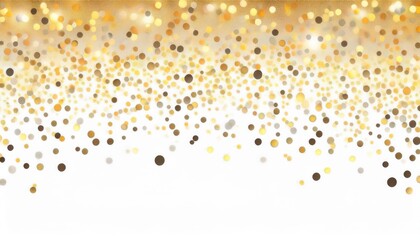 Poster - luxury golden confetti falling on white background with sparkling bokeh effect, festive backdrop for celebration design

