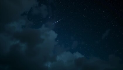 Wall Mural - Dark, cloud-filled night sky speckled with bright stars, backdrop, photo