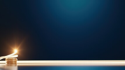Poster - A lit candle placed on a wooden table casting a warm glow and creating a cozy atmosphere