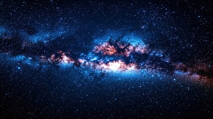 Poster - Stunning galaxy scene displaying an abundance of stars and a distant celestial body in the cosmos