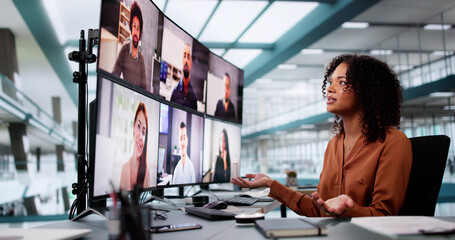 Aufkleber - Video Conference Call. Remote Virtual Meeting