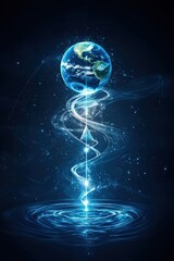 Poster - A stylized representation of the Earth with energy flowing from renewable sources