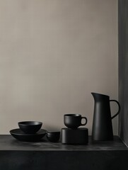 Poster - Stylish table arrangement featuring a decorative vase and a colorful bowl creating an artistic flair