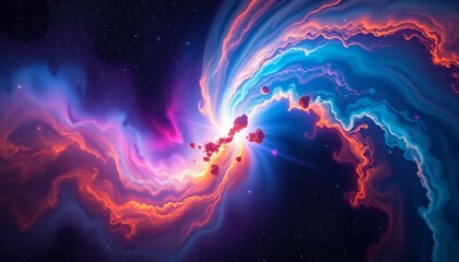 Wall Mural - cosmic nebula swirls, vibrant hues, distant galaxies, colorful, art