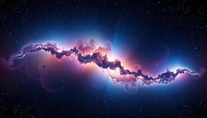 Wall Mural - Cosmic swirls of nebulae and scattered stars create a textured space backdrop, purple, print