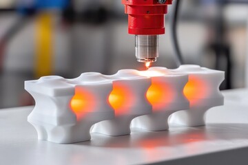 Poster - Modern 3D Printing Innovation Precise Application of Heat to Refine Plastic Prototype Future Technology Detail
