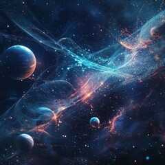 Poster - Cosmic ballet planets celestial streams ethereal nebulae astral wonders vibrant constellation interstellar realm futuristic exploration