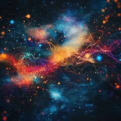 Leinwandbilder - Abstract Galactic Symphony Energetic Cosmic Flow with Dazzling Light Flares in Deep Space Radiance