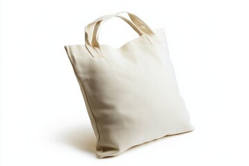 Poster - Minimalist Cotton Canvas Tote Bag Still Life Against White Backdrop Perfect for Sustainable Shopping