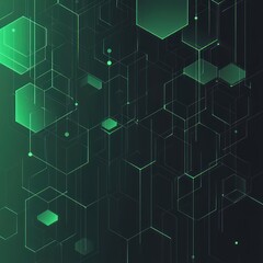Aufkleber - Geometric network of glowing green hexagons with abstract futuristic digital theme background style