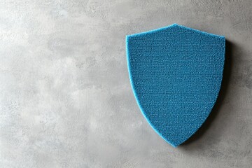 Fototapete - Abstract Blue Shield Shape on Concrete Surface Simple Backdrop Protection Security Concept