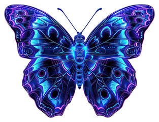 Wall Mural - png neon butterfly pattern purple light.