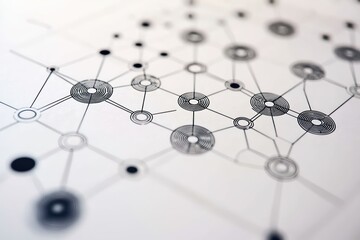Aufkleber - Network Structure Visual Representing Connection Interconnectivity and Data Flow on White Background