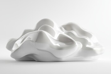 Poster - Elegant white smooth amorphous shape artistic object on minimal background showcasing modern abstract art