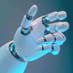 Aufkleber - Robot hand reaching forward futuristic technology and cybernetics in a blue ambient light innovation