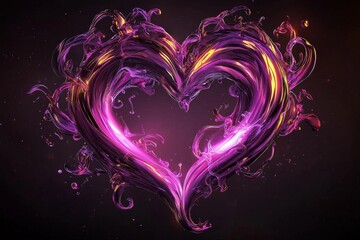 Wall Mural - The passion of a purple burning heart captured in liquid form.