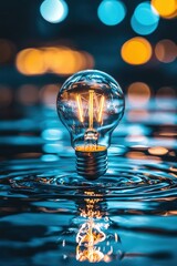 Poster - A water droplet morphing into a glowing light bulb, emphasizing purity in ideas