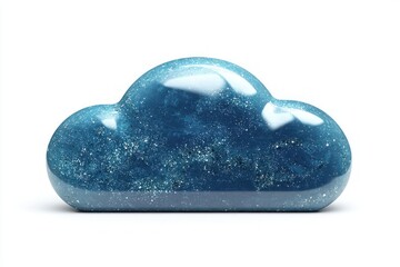 Poster - Elegant Cloud Computing Shape with Glossy Texture on a Clean Background Perfect for Technology