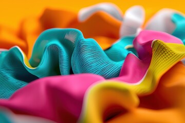 Poster - Vivid Abstract Art Fabric Texture Surface Design with Flowing Colorful Smooth Waves and Bright Background