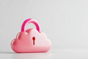 Poster - Secure Cloud Data Storage Concept Depicted with Pink Cloud Padlock for Online Privacy and Protection