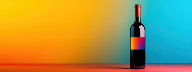 Poster - A wine bottle with holographic labeling that changes based on the angle.