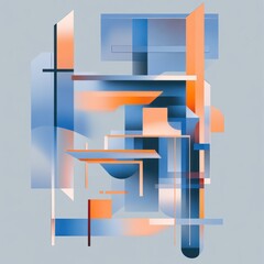 Poster - Abstract Geometric Composition with Soft Pastel Tones and Gradients for Creative and Modern Design Projects