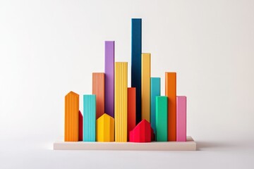 Aufkleber - Colorful geometric columns stand tall against a neutral white backdrop showcasing a playful graphic art
