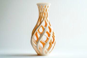Aufkleber - Elegant vase art design with intricate latticework patterns against a minimalist backdrop of pristine white space