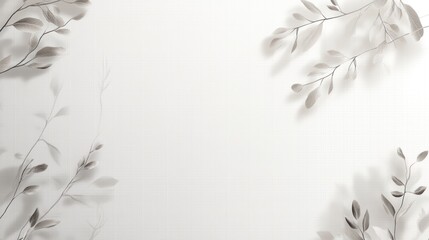 Poster - Light Gray Branches and Leaves Shadows on White Background