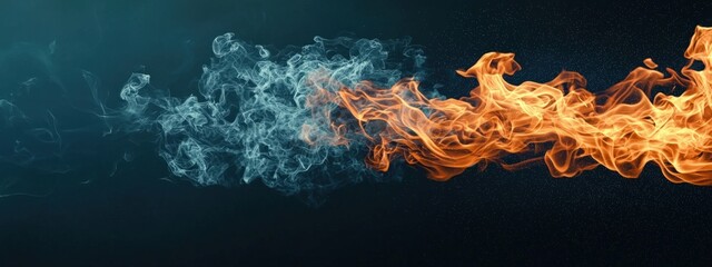 Poster - Flames interacting with wind to create dynamic abstract shapes.
