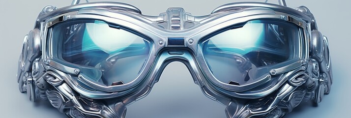 Poster - Detailed close up of innovative robotic glasses design against a clean white background for clarity