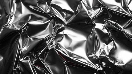 Poster - Shimmering silver foil texture creates an abstract and crinkled surface full of light and depth