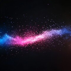 Fototapete - Cosmic Dust Trail: A Vibrant Stream of Sparkling Particles Against the Backdrop of Deep Space, Swirling with Blue, Pink, and Violet Light.
