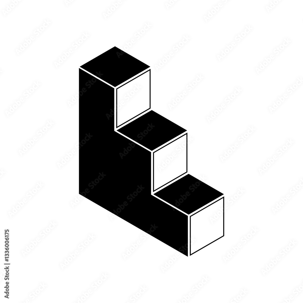 3D Stairs vector element silhouette. step to success. stairs symbol ...